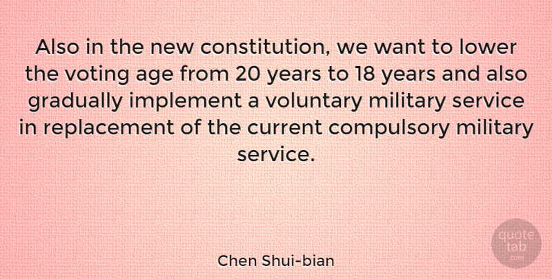 Chen Shui-bian Quote About Military, Voting Age, Years: Also In The New Constitution...