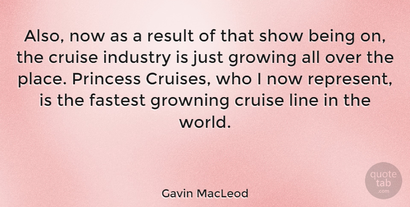 Gavin MacLeod Quote About Princess, World, Growing: Also Now As A Result...