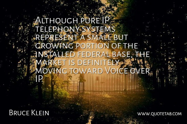 Bruce Klein Quote About Although, Definitely, Federal, Growing, Market: Although Pure Ip Telephony Systems...