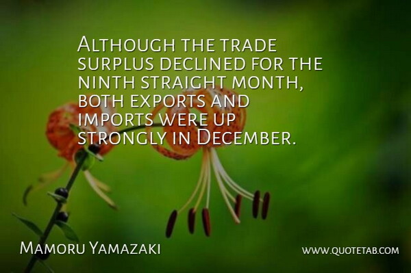 Mamoru Yamazaki Quote About Although, Both, Declined, Exports, Imports: Although The Trade Surplus Declined...