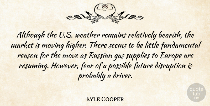 Kyle Cooper Quote About Although, Disruption, Europe, Fear, Future: Although The U S Weather...