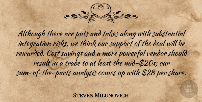 Steven Milunovich Quote About Along, Although, Analysis, Cost, Deal: Although There Are Puts And...