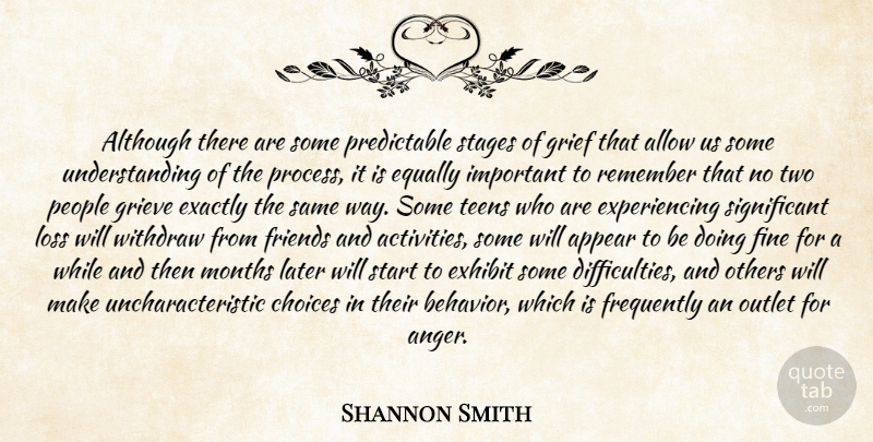 Shannon Smith Quote About Allow, Although, Appear, Choices, Equally: Although There Are Some Predictable...