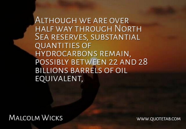 Malcolm Wicks Quote About Although, Barrels, Billions, Half, North: Although We Are Over Half...