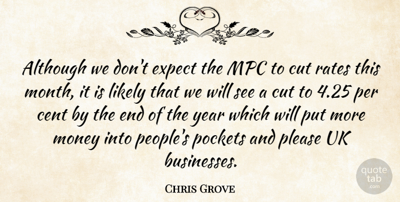 Chris Grove Quote About Although, Cent, Cut, Expect, Likely: Although We Dont Expect The...