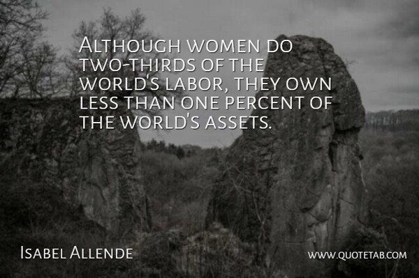 Isabel Allende Quote About Two, World, Assets: Although Women Do Two Thirds...