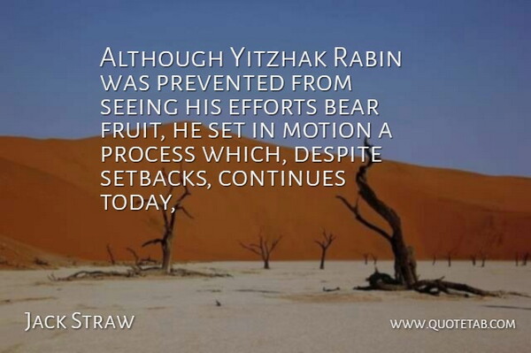 Jack Straw Quote About Although, Bear, Continues, Despite, Efforts: Although Yitzhak Rabin Was Prevented...