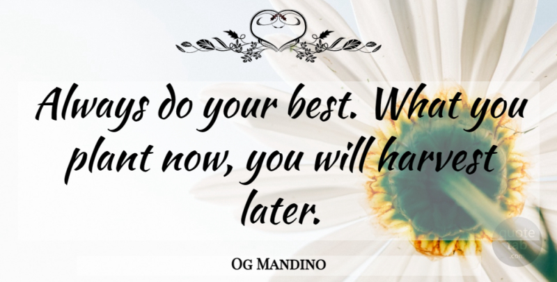Og Mandino Quote About Inspirational, Motivational, Uplifting: Always Do Your Best What...