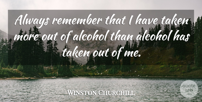 Winston Churchill Quote About Alcohol, Remember, Taken: Always Remember That I Have...