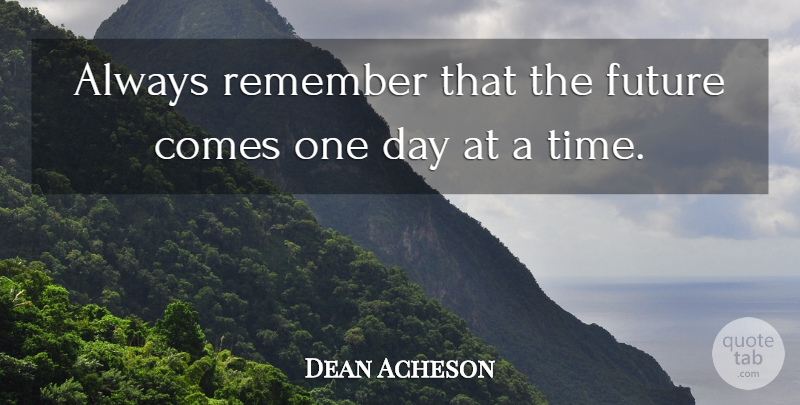 Dean Acheson Quote About Inspirational, Motivational, Change: Always Remember That The Future...