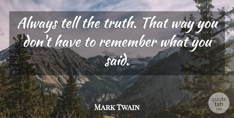 Mark Twain Quote About Truth, Honesty, Politics: Always Tell The Truth That...
