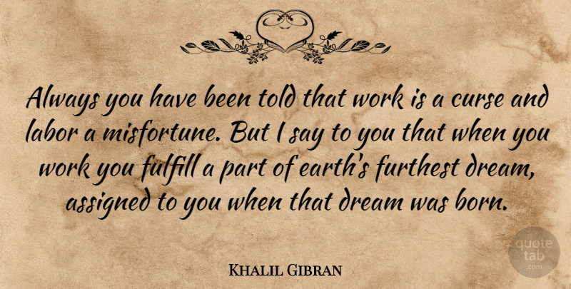 Khalil Gibran Quote About Dream, Earth, Aging: Always You Have Been Told...