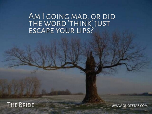 The Bride Quote About Escape, Word: Am I Going Mad Or...