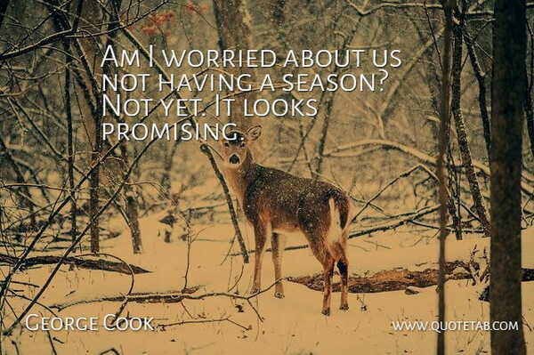 George Cook Quote About Looks, Worried: Am I Worried About Us...