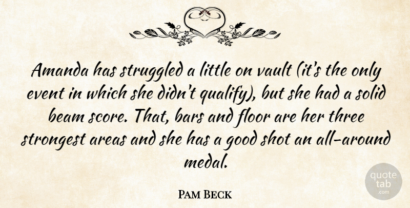 Pam Beck Quote About Amanda, Areas, Bars, Beam, Event: Amanda Has Struggled A Little...