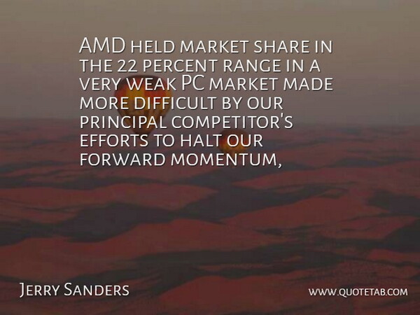 Jerry Sanders Quote About Difficult, Efforts, Forward, Halt, Held: Amd Held Market Share In...