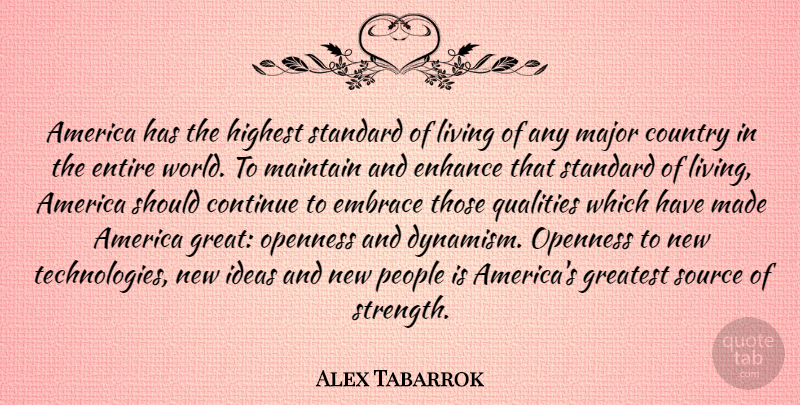 Alex Tabarrok Quote About Country, Technology, Ideas: America Has The Highest Standard...