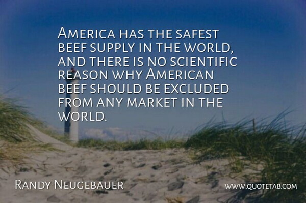 Randy Neugebauer Quote About America, Beef, Excluded, Market, Reason: America Has The Safest Beef...