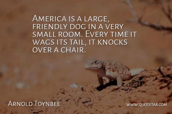 Arnold Toynbee Quote About America, Dog, Friendly, Knocks, Small: America Is A Large Friendly...