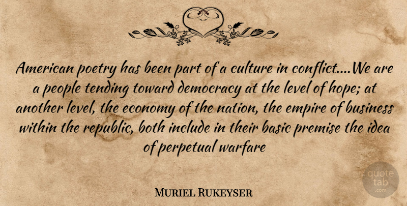 Muriel Rukeyser Quote About Ideas, People, Democracy: American Poetry Has Been Part...