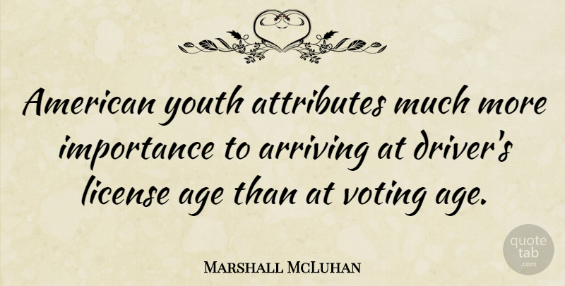Marshall McLuhan Quote About Reality, Voting Age, Political: American Youth Attributes Much More...