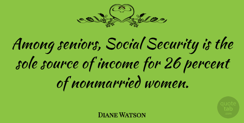 Diane Watson Quote About Senior, Income, Social: Among Seniors Social Security Is...