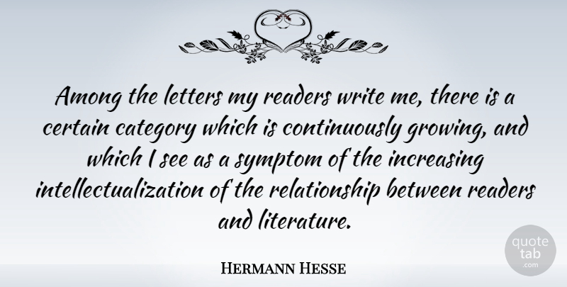 Hermann Hesse Quote About Writing, Literature, Growing: Among The Letters My Readers...