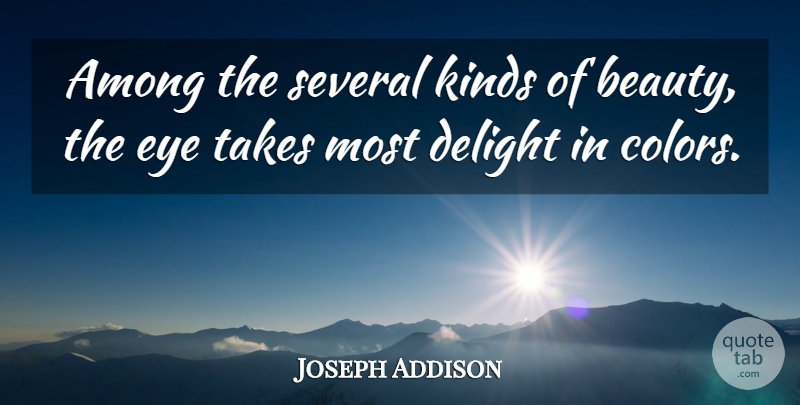 Joseph Addison Quote About Eye, Color, Rainbow: Among The Several Kinds Of...