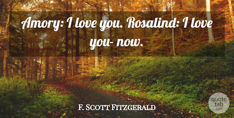F. Scott Fitzgerald Quote About Love You: Amory I Love You Rosalind...