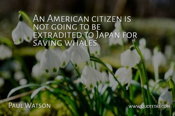 Paul Watson Quote About Citizen, Japan, Saving: An American Citizen Is Not...