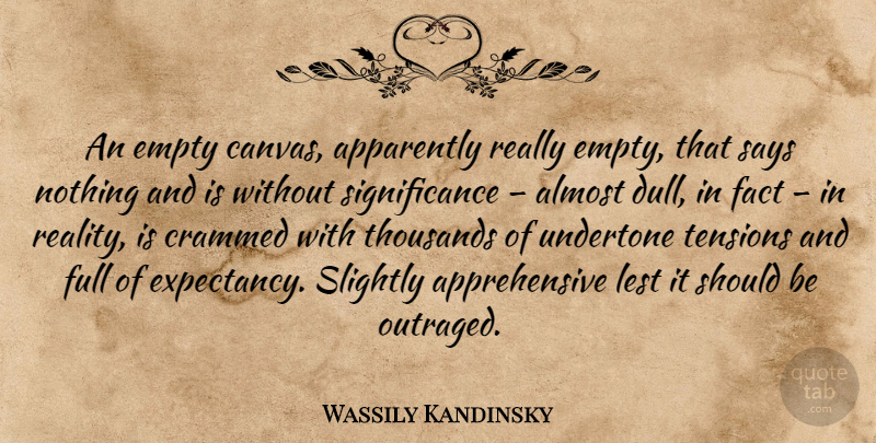 Wassily Kandinsky Quote About Reality, Dull, Facts: An Empty Canvas Apparently Really...
