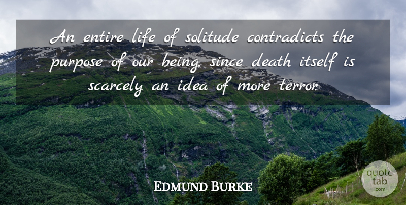 Edmund Burke Quote About Ideas, Solitude, Purpose: An Entire Life Of Solitude...