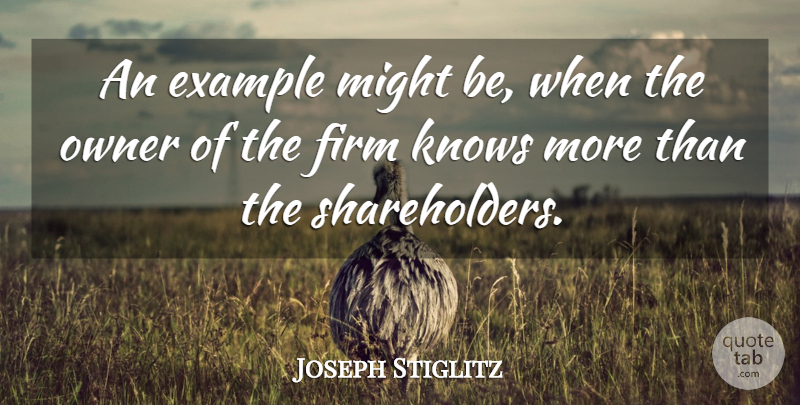 Joseph Stiglitz Quote About Example, Firm, Knows, Might, Owner: An Example Might Be When...