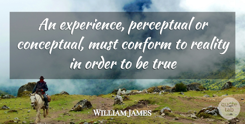 William James Quote About Truth, Reality, Order: An Experience Perceptual Or Conceptual...