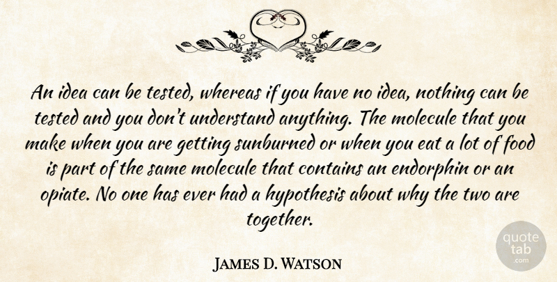 James D. Watson Quote About Contains, Eat, Food, Hypothesis, Tested: An Idea Can Be Tested...