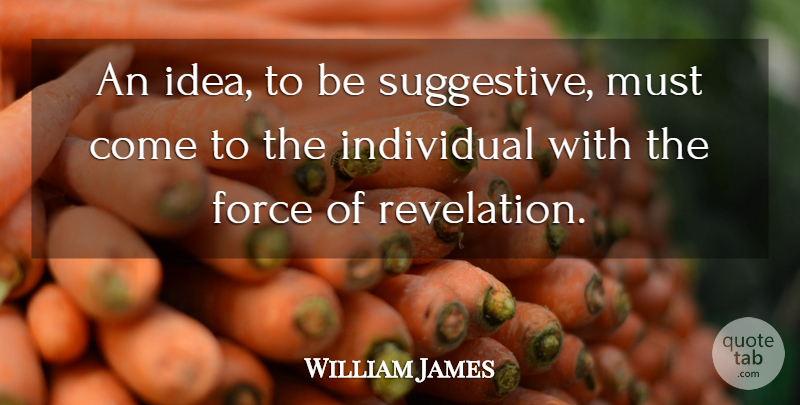 William James Quote About Inspirational, Philosophical, Ideas: An Idea To Be Suggestive...