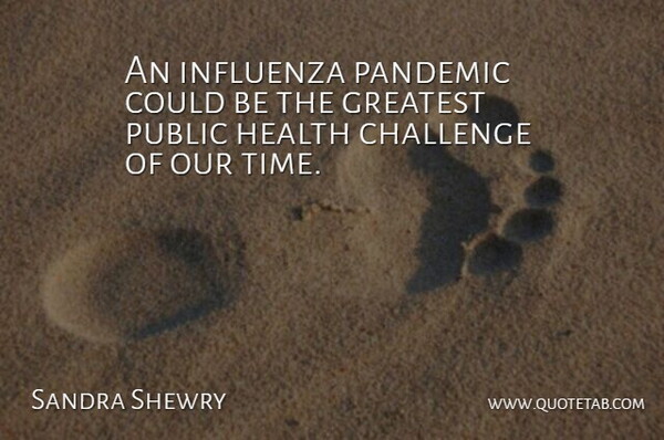 Sandra Shewry Quote About Challenge, Greatest, Health, Pandemic, Public: An Influenza Pandemic Could Be...