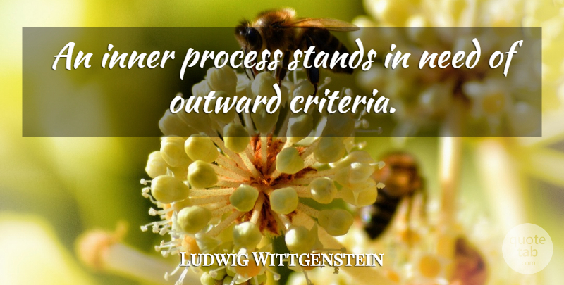 Ludwig Wittgenstein Quote About Philosophical, Needs, Process: An Inner Process Stands In...