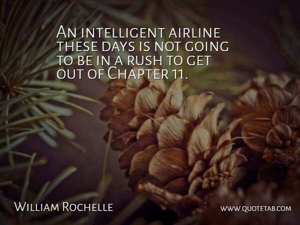 William Rochelle Quote About Airline, Chapter, Days, Rush: An Intelligent Airline These Days...