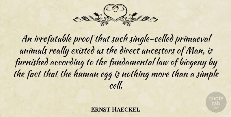 Ernst Haeckel Quote About Simple, Men, Animal: An Irrefutable Proof That Such...
