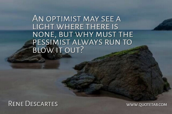 Rene Descartes Quote About Running, Attitude, Optimistic: An Optimist May See A...
