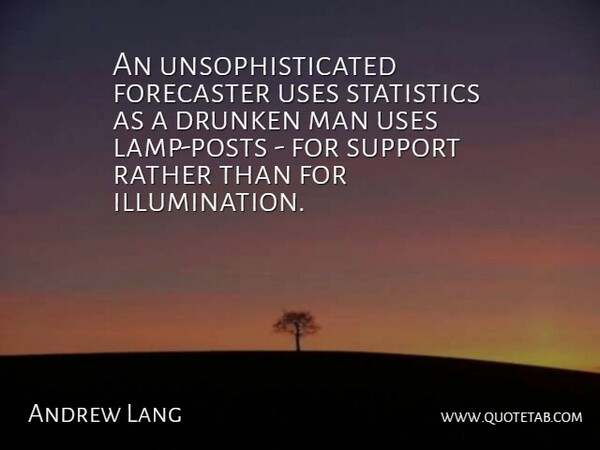 Andrew Lang Quote About Drunken, Man, Uses: An Unsophisticated Forecaster Uses Statistics...
