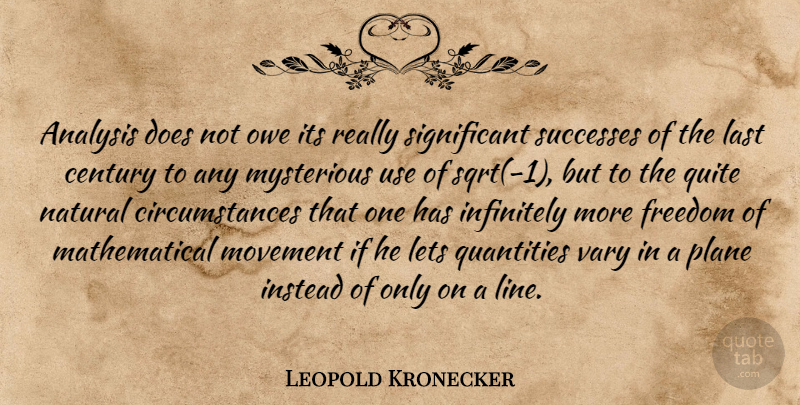 Leopold Kronecker Quote About Discovery, Doe, Analysis: Analysis Does Not Owe Its...