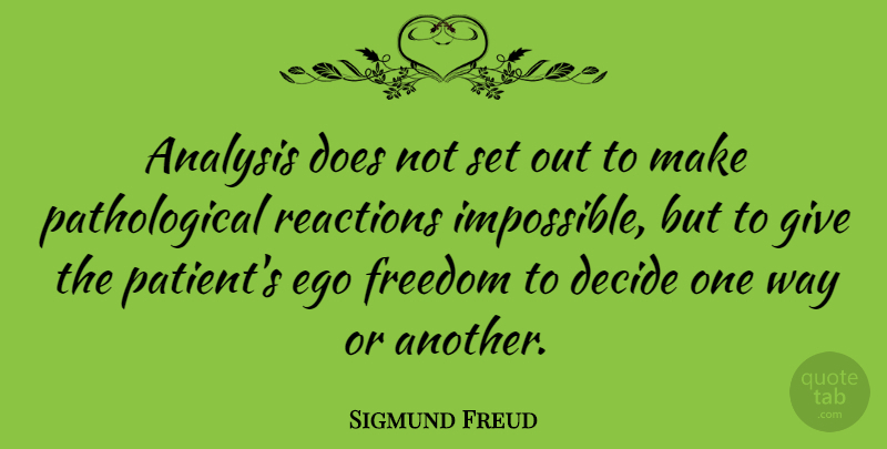 Sigmund Freud Quote About Giving, Ego, Analysis: Analysis Does Not Set Out...
