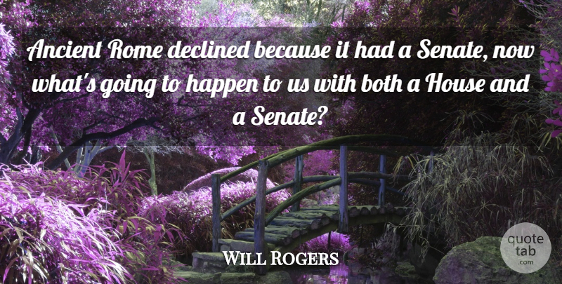 Will Rogers Quote About Government, Rome, House: Ancient Rome Declined Because It...