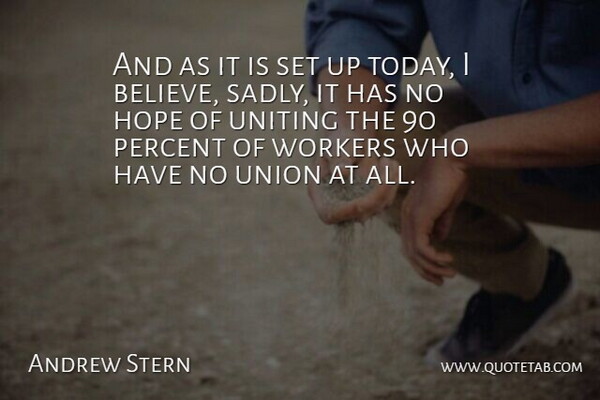 Andrew Stern Quote About Hope, Percent, Union, Workers: And As It Is Set...