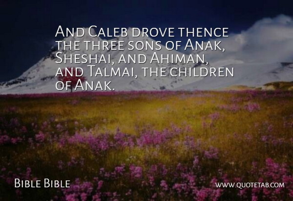 Bible Bible Quote About Children, Drove, Sons, Three: And Caleb Drove Thence The...