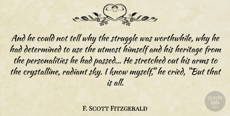 F. Scott Fitzgerald Quote About Struggle, Sky, Personality: And He Could Not Tell...