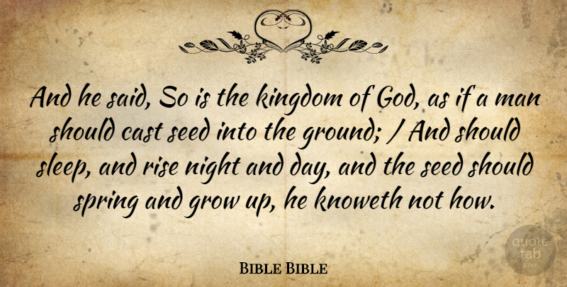 Bible Bible Quote About Cast, God, Grow, Kingdom, Man: And He Said So Is...