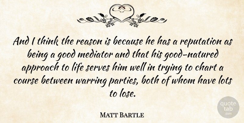Matt Bartle Quote About Approach, Both, Chart, Course, Good: And I Think The Reason...